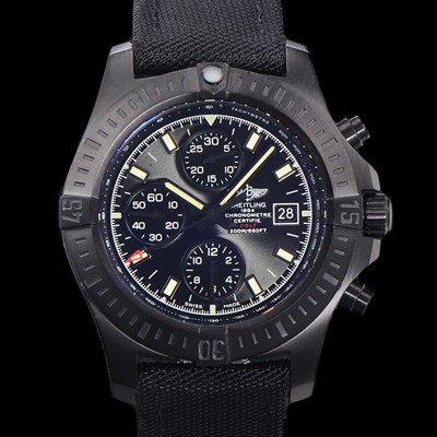 홍콩명품 [브라이틀링] 남성용 어벤져 크로노그래프 ETA 7750-2 타입 45mm PVD코팅 나토천밴드 블랙다이얼 bre8824  