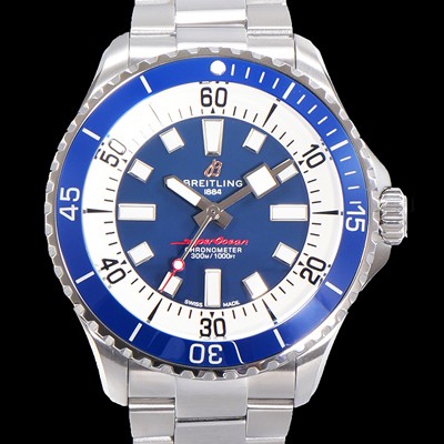 홍콩명품 [브라이틀링 뉴 다이버워치] 남성용 슈퍼오션 44mm 오토매틱 ETA2824-2 타입 크로노미터 메탈줄 세라믹베젤 블루다이얼 bre0268  