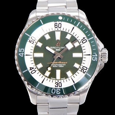 홍콩명품 [브라이틀링 뉴 다이버워치] 남성용 슈퍼오션 44mm 오토매틱 ETA2824-2 타입 크로노미터 메탈줄 세라믹베젤 그린다이얼 bre4482  
