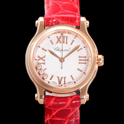 홍콩명품 [쇼파드] 여성용 해피스포츠 다이아몬드 쿼츠 오리지널 ETA956.102 타입 스몰30mm 레이디스 금장시계  가죽줄 화이트다이얼 cho8420  