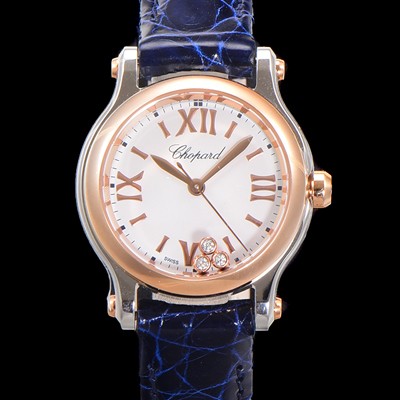 홍콩명품 [쇼파드] 여성용 해피스포츠 다이아몬드 쿼츠 오리지널 ETA956.102 타입 스몰30mm 레이디스 금장시계  가죽줄 화이트다이얼 cho4668  