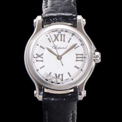 홍콩명품 [쇼파드] 여성용 해피스포츠 다이아몬드 쿼츠 오리지널 ETA956.102 타입 스몰30mm 레이디스 가죽줄 화이트다이얼 cho6049  