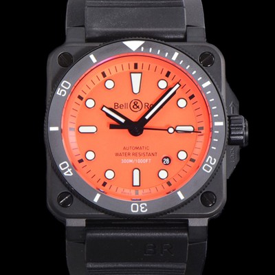 홍콩명품 [벨엔로즈] 남성용 BR03-92 다이버 오토매틱 ETA2836-2 타입 42mm 우레탄줄 오랜지다이얼 bel80297  