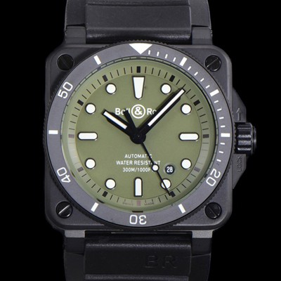 홍콩명품 [벨엔로즈] 남성용 BR03-92 다이버 오토매틱 ETA2836-2 타입 42mm 우레탄줄 그린다이얼 bel70872  