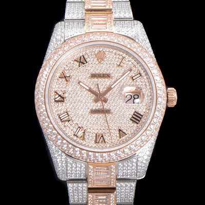 홍콩명품 [로렉스] 남성용 수제공정형 다이아 18K 로즈골드 튜닝 데이져스트 오토매틱 ETA 2824-2 41mm 보석다이얼 rol23640  