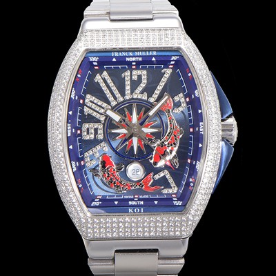 홍콩명품 [프랭크뮬러] 남성용 1:1수제공정 풀 다이아셋팅 뱅가드 오토매틱 ETA2824 타입 45mm 메탈줄 블루다이얼 fra6062  