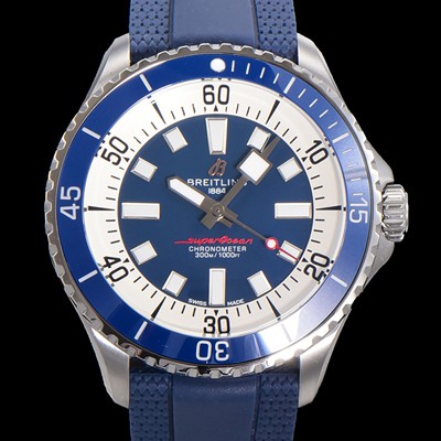 홍콩명품 [브라이틀링 뉴 다이버워치] 남성용 슈퍼오션 44mm 오토매틱 ETA2824-2 타입 크로노미터 우레탄줄 세라믹베젤 블루다이얼 bre87448  