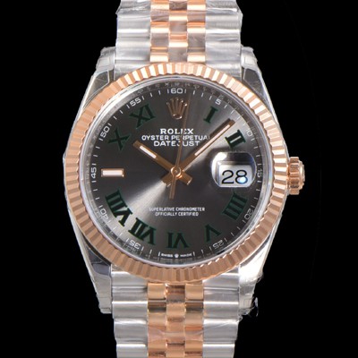 홍콩명품 [로렉스] 남성용 904L스틸!! 2023신형 데이져스트 36mm II m126231 !! 로즈골드 그레이 다이얼 브레이슬릿 신형 Cal.3235 오토매틱 무브먼트 ROL19327  