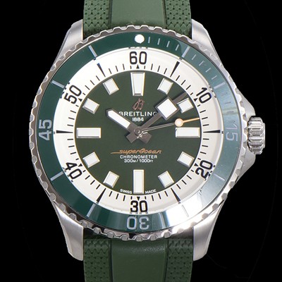 홍콩명품 [브라이틀링 뉴 다이버워치] 남성용 슈퍼오션 44mm 오토매틱 ETA2824-2 타입 크로노미터 우레탄줄 세라믹베젤 그린다이얼 bre80774  