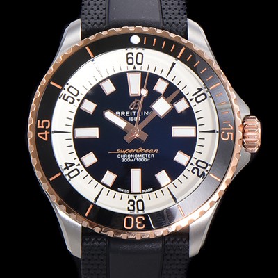 홍콩명품 [브라이틀링 뉴 다이버워치] 남성용 슈퍼오션 44mm 오토매틱 ETA2824-2 타입 금장시계  크로노미터 우레탄줄 세라믹베젤 블랙다이얼 bre88770  