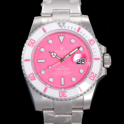 홍콩명품 [로렉스] 남성용 신형 케이스 업그레이드 러스털러스 스틸 재질 ! 서브마리너 오토매틱 Cal.3135 40mm  세라믹베젤 메탈줄 핑크다이얼 rol49209  