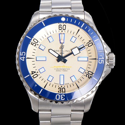 홍콩명품 [브라이틀링 뉴 다이버워치] 남성용 슈퍼오션 44mm 오토매틱 ETA2824-2 타입 크로노미터 메탈줄 세라믹베젤 아이보리 다이얼  bre44927  