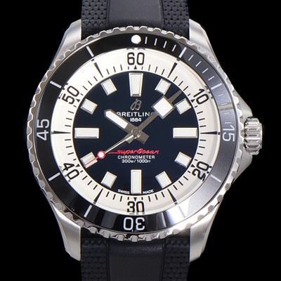 홍콩명품 [브라이틀링 뉴 다이버워치] 남성용 슈퍼오션 44mm 오토매틱 ETA2824-2 타입 크로노미터 우레탄줄 세라믹베젤 블루다이얼  bre74824  