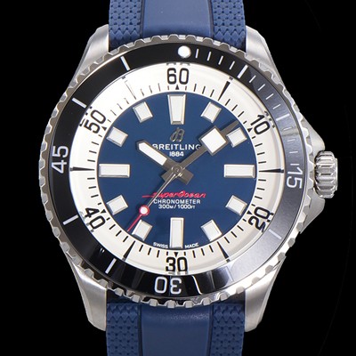 홍콩명품 [브라이틀링 뉴 다이버워치] 남성용 슈퍼오션 44mm 오토매틱 ETA2824-2 타입 크로노미터 우레탄줄 세라믹베젤 블루다이얼  bre04249  