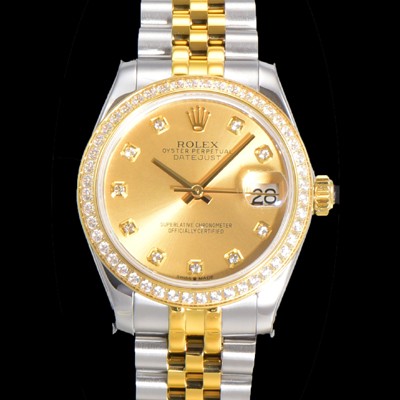 홍콩명품 [로렉스] 여성용 데이져스트 오이스터 31mm 레이디 오토매틱  18K 엘루골드 투톤콤비 보석/다이아몬드 5열 브레이슬릿 메탈줄 골드다이얼 rol83527  