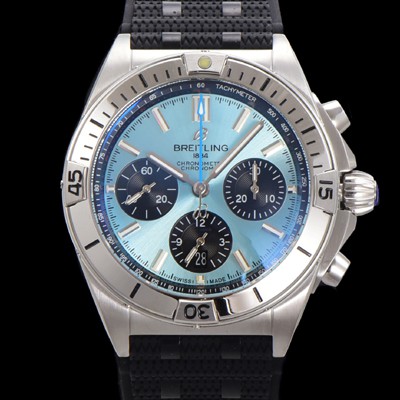 홍콩명품 [브라이틀링] 남성용 크로노맷 B01 오토매틱 ETA7750-2 타입 42mm 금장시계 우레탄줄 스카이블루다이얼 bre79236  