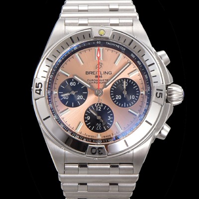 홍콩명품 [브라이틀링] 남성용 크로노맷 B01 오토매틱 ETA7750-2 타입 42mm 메탈줄 핑크다이얼 bre61734  