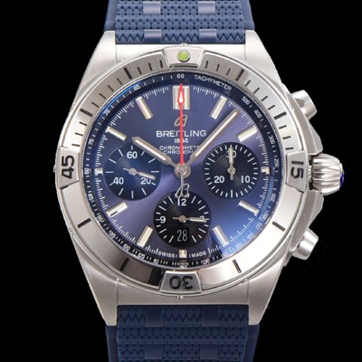 홍콩명품 [브라이틀링] 남성용 크로노맷 B01 오토매틱 ETA7750-2 타입 42mm 금장시계 우레탄줄 블루 다이얼 bre95034  