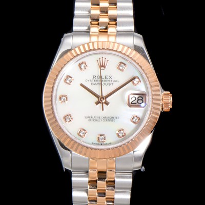 홍콩명품 [로렉스] 여성용 데이져스트 오이스터 31mm 레이디 오토매틱  18K 로즈골드 투톤콤비 5열 브레이슬릿 메탈줄 화이트 자게다이얼 rol32590  