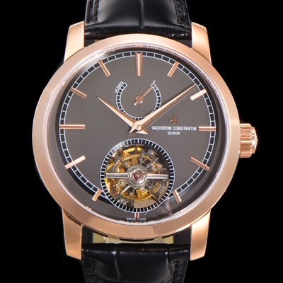 홍콩명품 [바쉐런콘스탄틴] 남성용 트레디셔널 투어빌론 자동형  18K 로즈골드 42mm 가죽줄 그레이다이얼 vac14085  