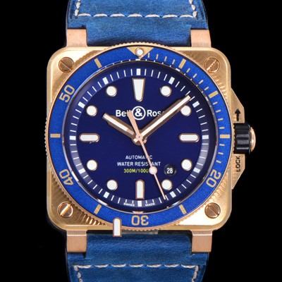 홍콩명품 [벨앤로즈] 남성용 BR03-92 다이버 브론즈 소재 세라믹 베젤 오토매틱 9015 타입 42mm 가죽줄 블루 다이얼 bel4096  