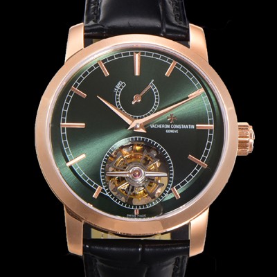 홍콩명품 [바쉐런콘스탄틴] 남성용 트레디셔널 투어빌론  자동형  18K 로즈골드 42mm 가죽줄 그린다이얼 vac23685  