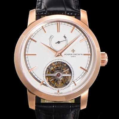 홍콩명품 [바쉐런콘스탄틴] 남성용 트레디셔널 투어빌론 자동형  18K 로즈골드 42mm 가죽줄 화이트다이얼 vac64750  