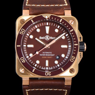 홍콩명품 [벨앤로즈] 남성용 BR03-92 다이버 브론즈 소재 세라믹 베젤 오토매틱 9015 타입 42mm 가죽줄 브라운 다이얼 bel4097  