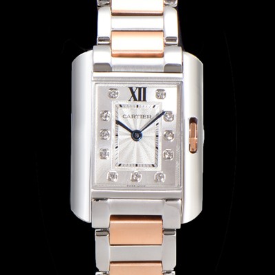 홍콩명품 [까르띠에] 남여공용 탱크 앙글레즈 미듐/라지 오토매틱/쿼츠 18K 로즈골드 36mm/30mm 메탈줄 물결 실버다이얼 car34019  