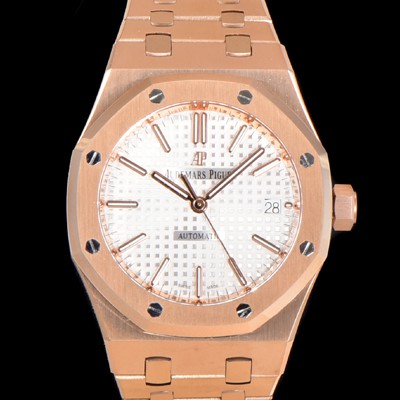 홍콩명품 [오데마피게] 남성용 하이엔드 37mm로얄오크 15450OR 화이트 와플 다이얼 18K 로즈골드 Cal.3120오토매틱 무브먼트 AUD6525  