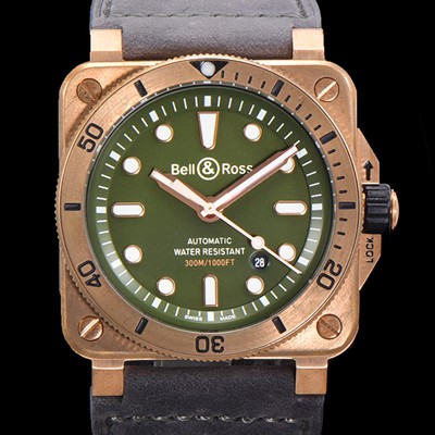 홍콩명품 [벨앤로즈] 남성용 BR03-92 다이버 브론즈 소재 오토매틱 9015 타입 42mm 가죽줄 그린 다이얼 bel4091  