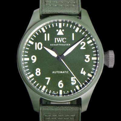 홍콩명품 [아이더블유씨] 남성용 파일럿 IW329802 오토매틱 43.8mm 세라믹 재질 나토천/러버 믹스 그린 다이얼 iwc29052  