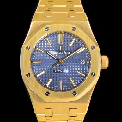 홍콩명품 [오데마피게] 남성용 하이엔드 37mm로얄오크 15450BA 블루 와플 다이얼 18K 옐로우골드 Cal.3120오토매틱 무브먼트 AUD6519  