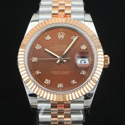 홍콩명품 [로렉스] 남성용 904L스틸!! 2022신형 데이저스트 41mm II m126334  18K 로즈골드 신형 Cal.3235 오토매틱 무브먼트 브라운 다이얼 ROL06119  