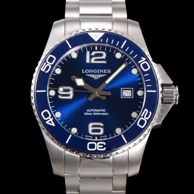홍콩명품 [론진] 남성용 하이드로콘퀘스트 L3.781.4.96.6 세라믹 베젤 41mm 블루 다이얼 L888 오토매틱 무브먼트  lon2916  