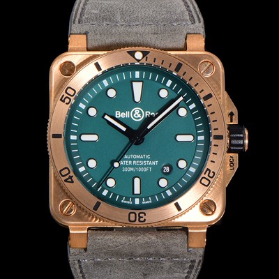홍콩명품 [벨앤로즈] 남성용 BR03-92 다이버 브론즈 소재 오토매틱 9015 타입 42mm 가죽줄 그린 다이얼 bel4101  