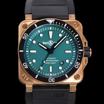 홍콩명품 [벨앤로즈] 남성용 BR03-92 다이버 브론즈 소재 오토매틱 9015 타입 42mm 우레탄줄 그린 다이얼 bel4102  