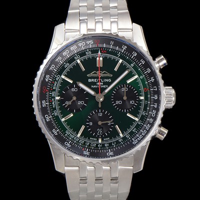 홍콩명품 [브라이틀링] 남성용 네비타이머 AB0137241L1A1 크로노그래프 ETA7750-2 타입 오토매틱 43mm 메탈줄 아이스 그린 다이얼 bre6010  