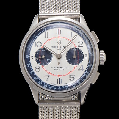홍콩명품 [브라이틀링] 남성용 프리미에르 AB0018A71G1P1 크로노그래프 7750 타입 오토매틱 42mm 메쉬밴드 화이트 다이얼 bre6011  