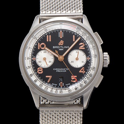 홍콩명품 [브라이틀링] 남성용 프리미에르 크로노그래프 7750 타입 오토매틱 42mm 메쉬밴드 블랙 다이얼 bre6021  