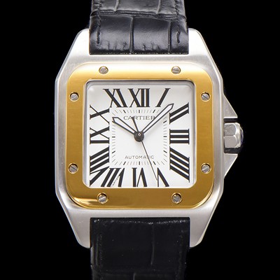 홍콩명품 [까르띠에] 산토스 100 W20072X7 오토매틱 ETA2824-2 타입 18k 옐루골드 베젤 남성용 51mm 가죽줄 화이트 다이얼 car69318  