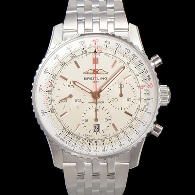 홍콩명품 [브라이틀링] 남성용 네비타이머 AB0139211G1P1 크로노그래프 ETA7750-2 타입 오토매틱 43mm 메탈줄 화이트 다이얼 bre6003  