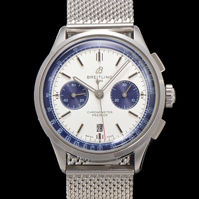 홍콩명품 [브라이틀링] 남성용 프리미에르 크로노그래프 7750 타입 오토매틱 42mm 메쉬밴드 화이트 다이얼 bre6013  