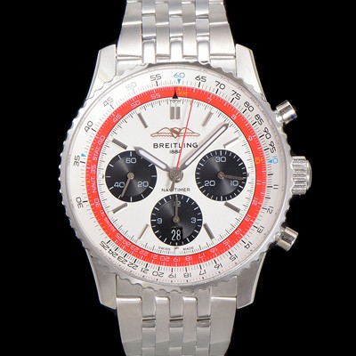 홍콩명품 [브라이틀링] 남성용 네비타이머 AB01383B1G1A1 크로노그래프 ETA7750-2 타입 오토매틱 43mm 메탈줄 화이트 다이얼 bre6004  