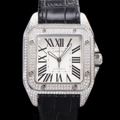 홍콩명품 [까르띠에] 산토스 100 오토매틱 ETA2824-2 타입 보석시계 남성용 51mm 가죽줄 화이트 다이얼 car69320  