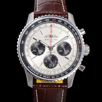 홍콩명품 [브라이틀링] 남성용 네비타이머 AB0138241G1P1 크로노그래프 ETA7750-2 타입 오토매틱 43mm 가죽줄 실버 다이얼 bre5994  