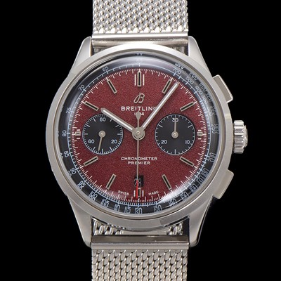 홍콩명품 [브라이틀링] 남성용 프리미에르 크로노그래프 7750 타입 오토매틱 42mm 메쉬밴드 레드 다이얼 bre6024  