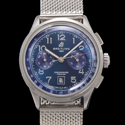 홍콩명품 [브라이틀링] 남성용 프리미에르 AB0145171C1P2 크로노그래프 7750 타입 오토매틱 42mm 메쉬밴드 블루 다이얼 bre6016  