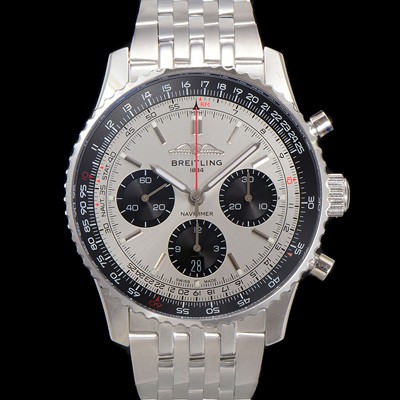 홍콩명품 [브라이틀링] 남성용 네비타이머 AB0138241G1A1 크로노그래프 ETA7750-2 타입 오토매틱 43mm 메탈줄 실버 다이얼 bre6008  
