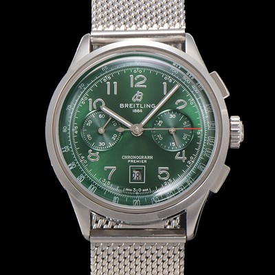 홍콩명품 [브라이틀링] 남성용 프리미에르 AB0145371L1P1 크로노그래프 7750 타입 오토매틱 42mm 메쉬밴드 그린 다이얼 bre6017  